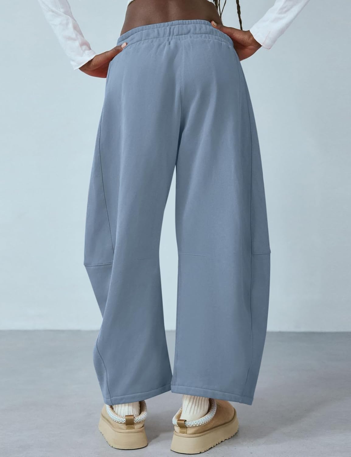 HeSaYep Women's Barrel Leg Ankle Sweatpants Drawstring Wide Leg Lounge Pants Baggy Casual Cotton Sweat Pants with Pockets - Image 5