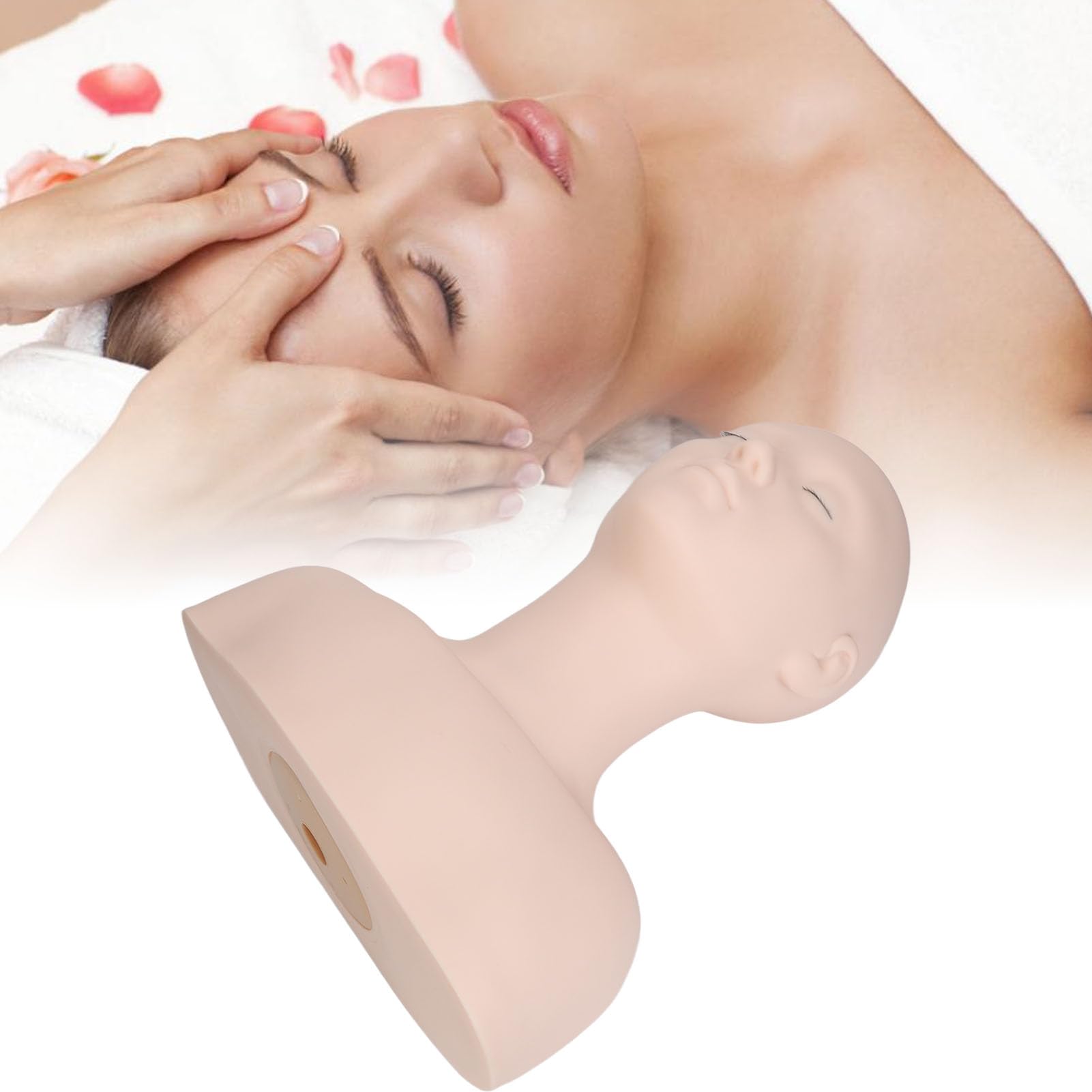 Luocute Supporto per Testa di Manichino per Trucco, Parrucca, con Spalla per Extension Ciglia, Trucco, Pratica, Cura della Pelle, Massaggio, Display, Manichino, Busto, Parrucca, Testa