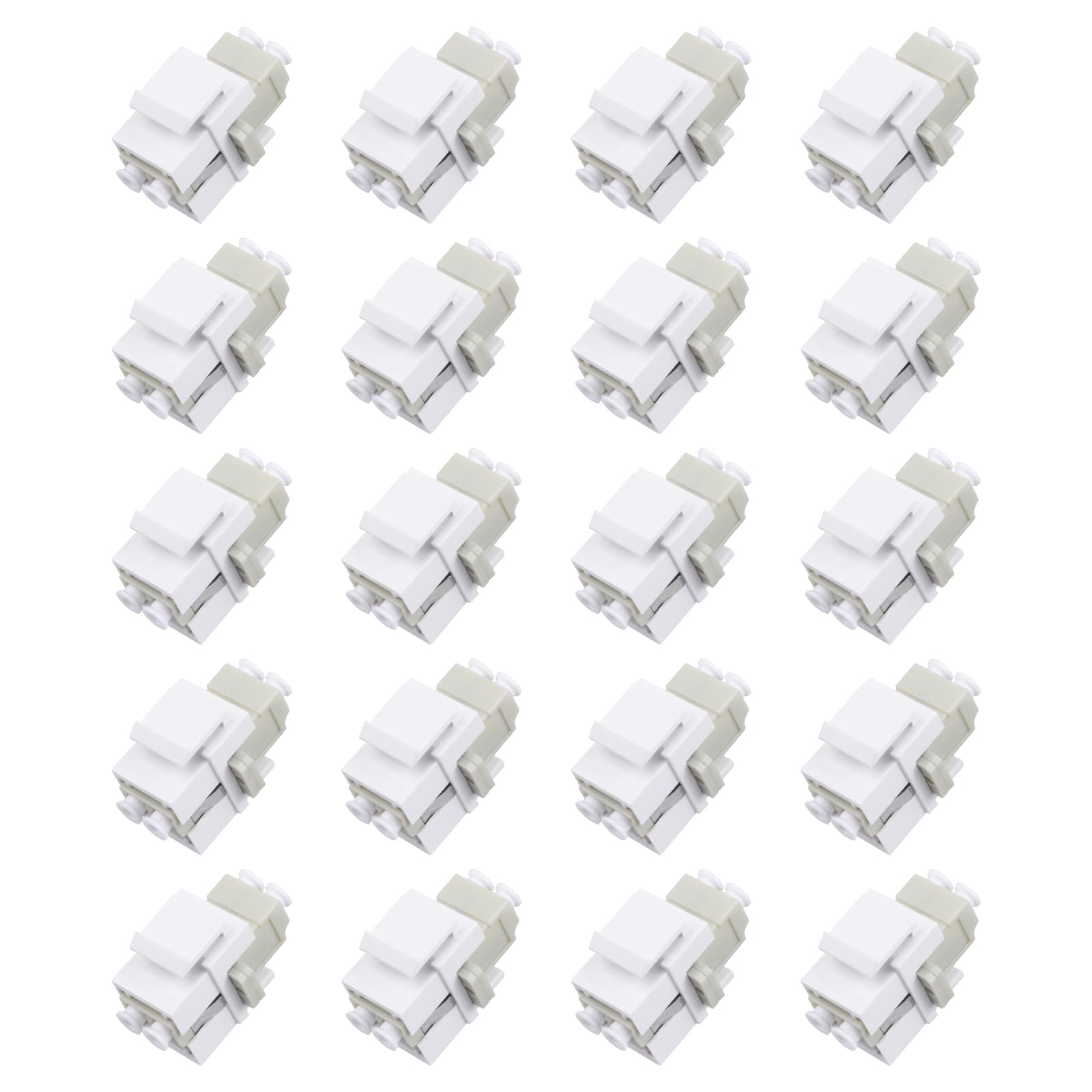 Xunsomten-20pcs Fiber Optic Keystone Jack Coupler LC OM1/OM2 Duplex Multi Mode Coupler (MM) Fiber Optic Cable Adapter LC-LC Duplex Multimode Connector