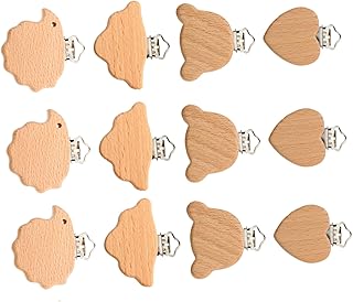 SAFIGLE 12 Peças Clipe De Chupeta Infantil Lindos Clipes De Chupeta Contas De Dentição Clipes Suspensores Braçadeira De Chupeta Clipe De Madeira Pendurado Tamanho Nuvem Clipe