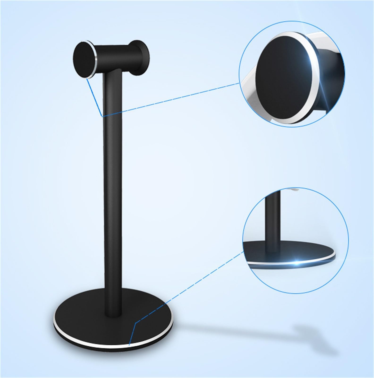 Supporto per Cuffie Supporto for Cuffie Conciso Supporto for Cuffie in Lega di Alluminio Supporto for Cuffie Stabile Staccabile Headphone Stand(Black)