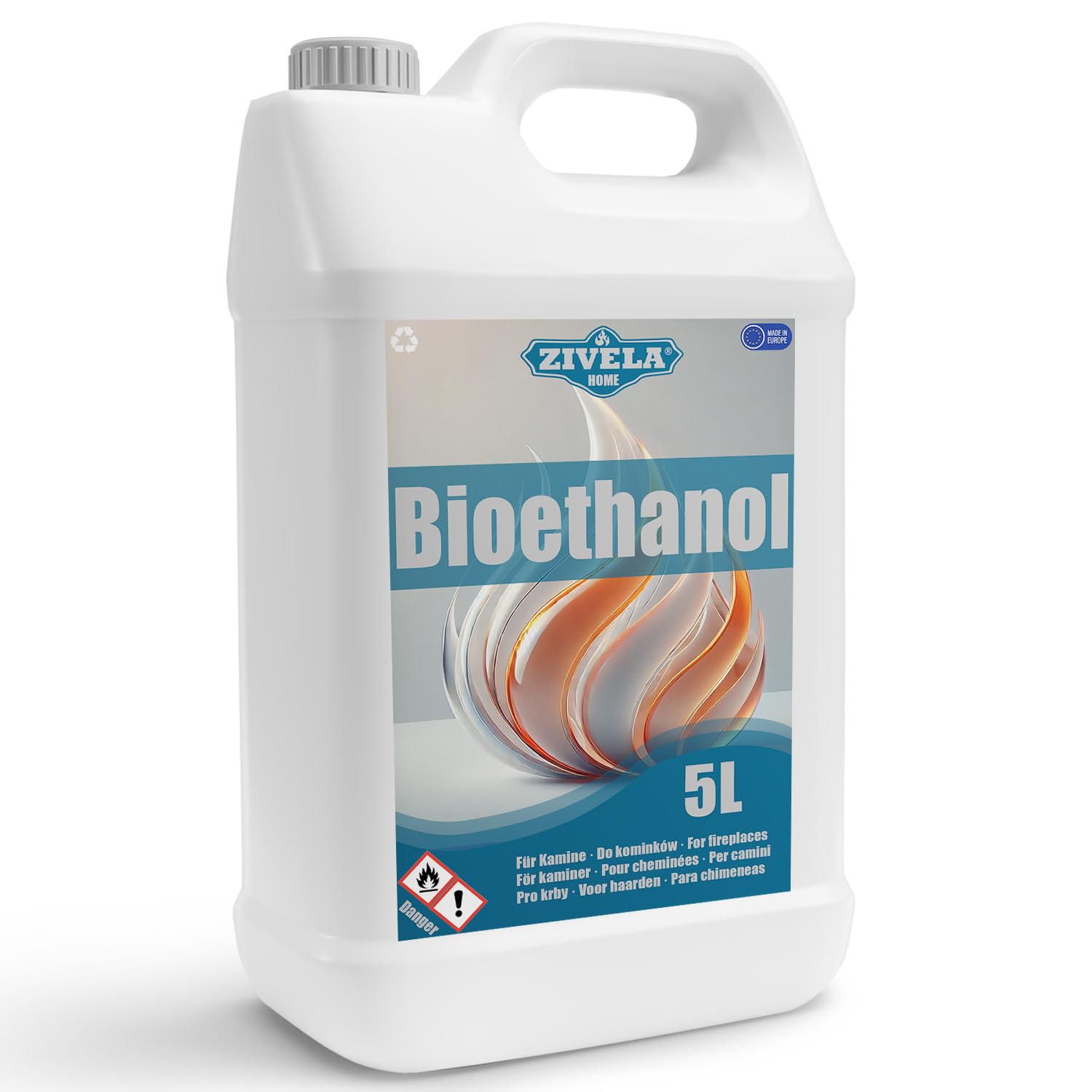 Bioetanol, 96,6%, bioetanol, 5 l, 96,6%, bioetanol, do kominka, bezzapachowy, czyste spalanie, bez dymu, żywy i stabilny płomień