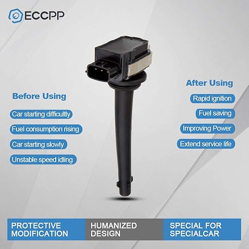 Miniatura 6 de ECCPP Bobinas de encendido portátiles de repuesto para automóvil compatibles con Nissa-n Sentra/Tiida/Marzo 2007-2012 Reemplazo para UF591 C1564