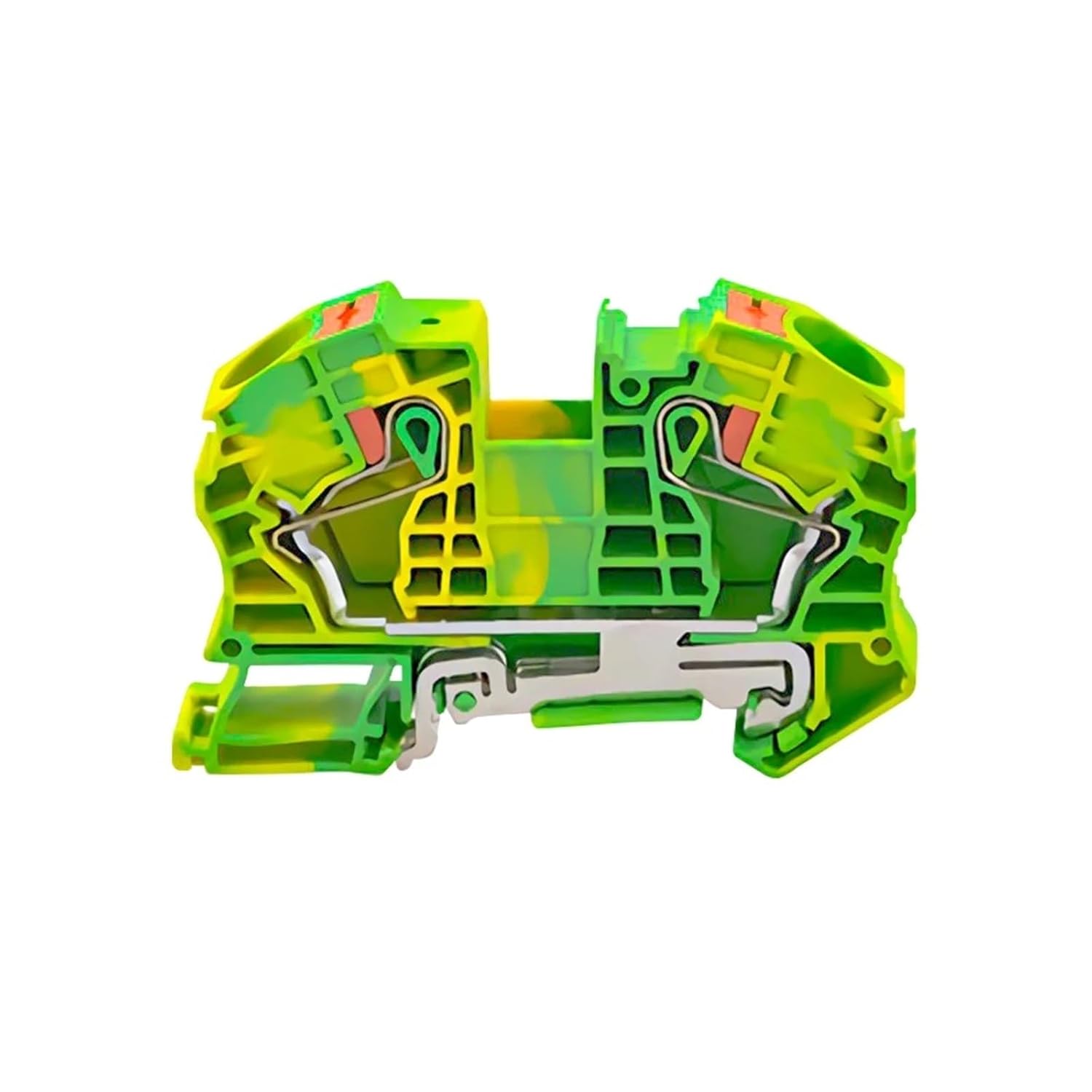 5 Pc PT-16-PE Din Rail Terminal Block Push in Spring Screwless Feed Through Grounding Terminak Block Wire Connector PT16-PE