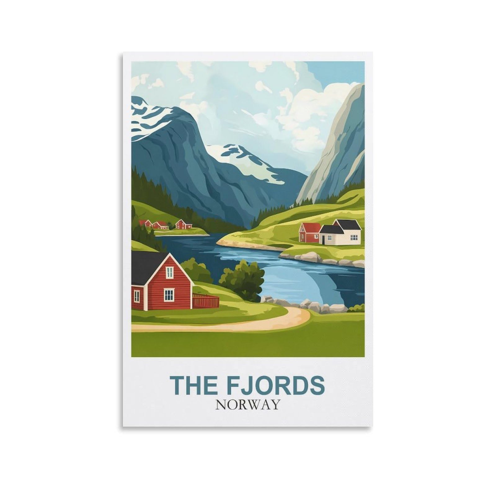 Ymqwjylw Unframe-Style The Fjords Norway Vintage Travel Poster 08X12inch(20X30cm) Canvas Printing Home Decor Wall Art Prints