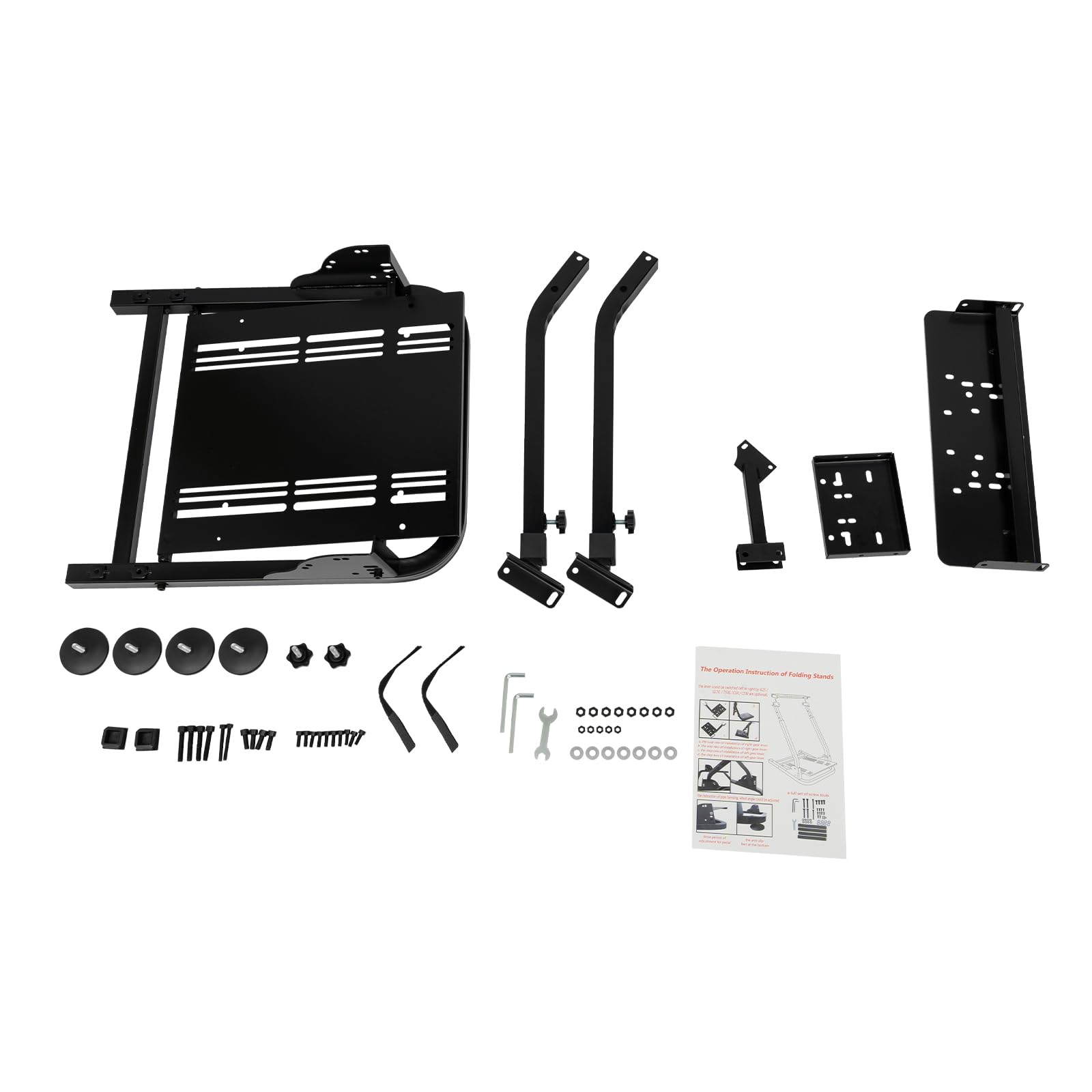 Supporto per volante da corsa, in ferro, regolabile in altezza (56 – 78 cm) e pieghevole, 3 livelli di pedale, supporto per volante regolabile in altezza