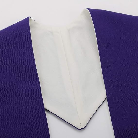BLESSUME Church Priest Reversible Stole Purple and White with Tassels