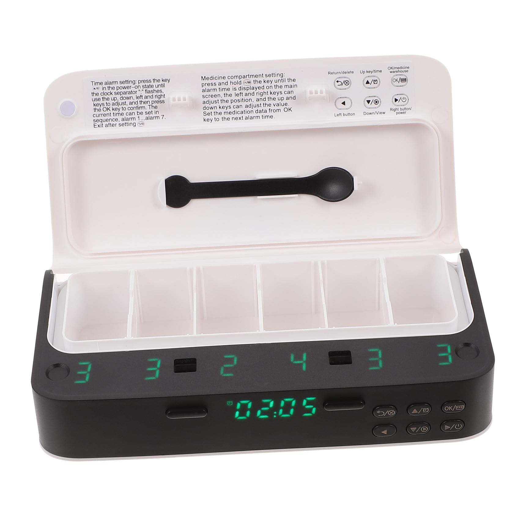 Intelligente Pillenbox mit 7 Alarmen, Pc, für Medikamente | Drei Fächer oder Sechs Fächer, Anzeige der Menge, 2 Aa Batterien Enthalten