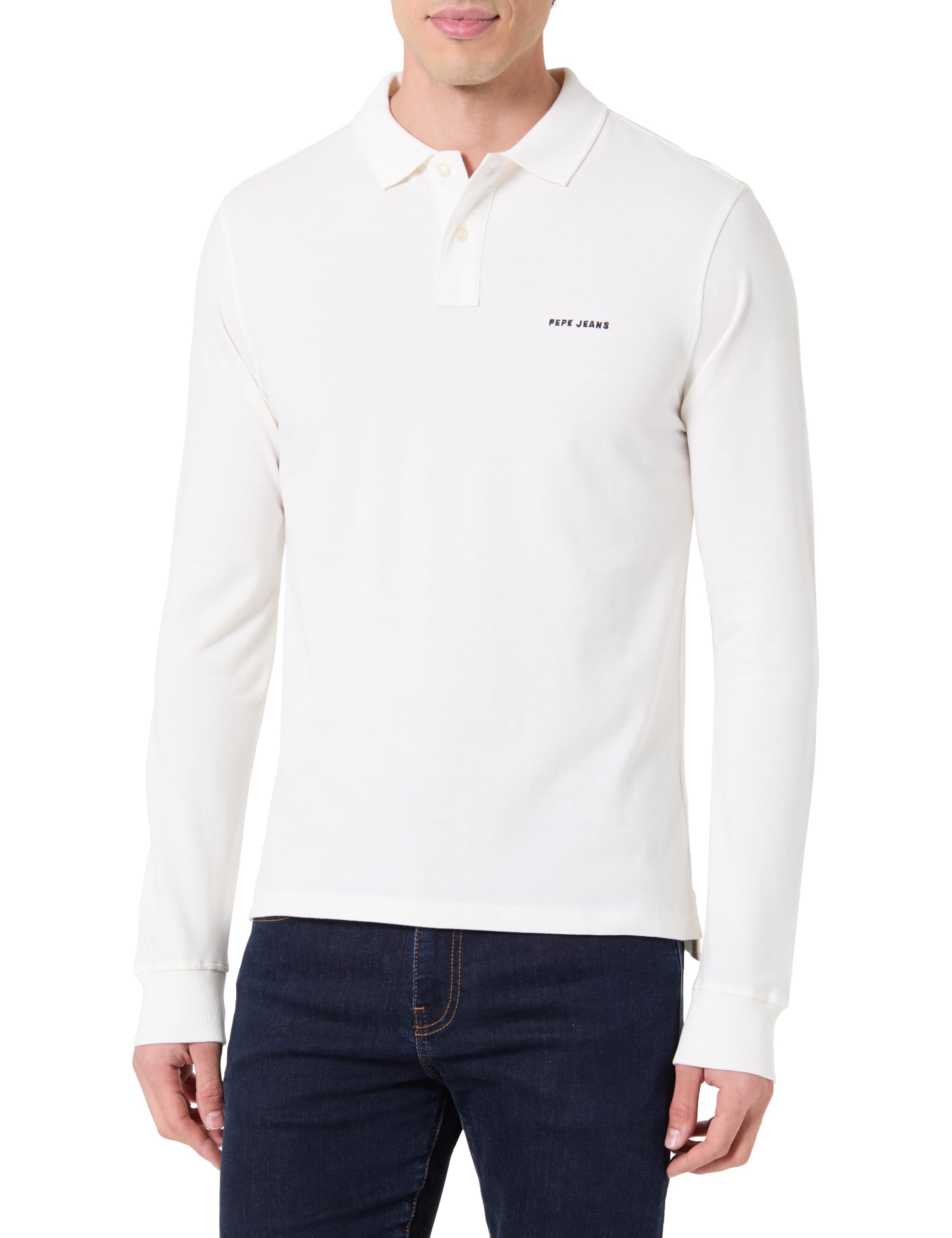 Pepe Jeans Męska koszulka polo, M Basic Long Polo, biała (Mousse-White), S, biały (mus-biały), S