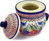 Polish Pottery Fermenting Crock Pot with Water Seal (7 Cups) Spring Splendor UNIKAT