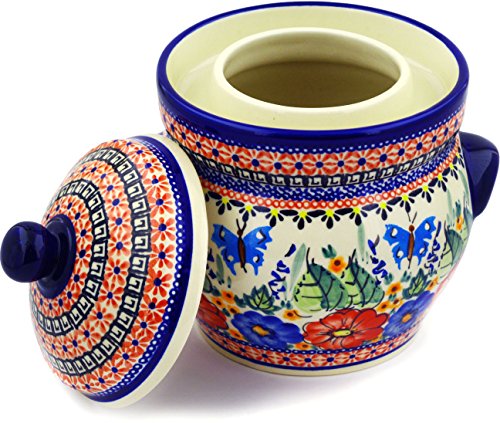 Polish Pottery Fermenting Crock Pot With Water Seal (7 Cups) Spring Splendor Unikat #TOP14