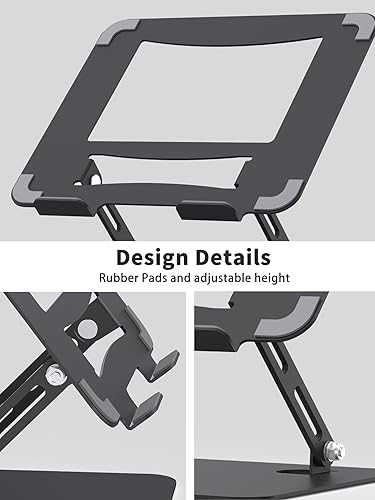 Miniatura 5 de SOUNDANCE Soporte para computadora portátil con base pesada estable, altura ajustable multiángulo, soporte ergonómico de metal elevador, elevador de