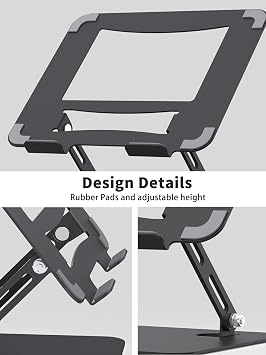 SOUNDANCE Laptop Stand, Heavy Metal Base, Adjustable, 10-15.6, Black