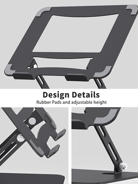 SOUNDANCE Laptop Stand, Heavy Metal Base, Adjustable, 10-15.6, Black