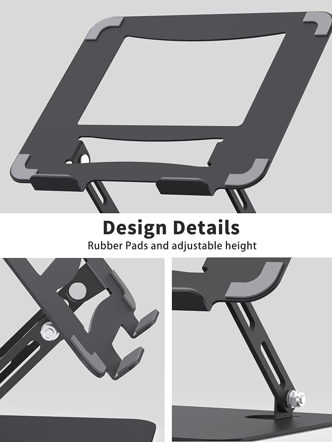 Soporte para Laptop Ajustable, Metálico, Plegable, Negro, 10-15.6 Pulgadas miniatura 5