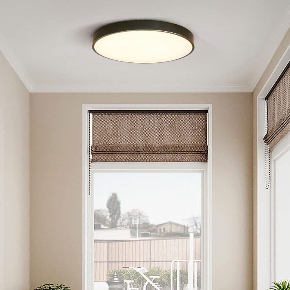 Générique Plafonnier Moderne LED Dimmable En Cuivre Luminaire Rond Noir Et Or pour L'Éclairage de Restaurants Et de Villas (Noir Grand Format)