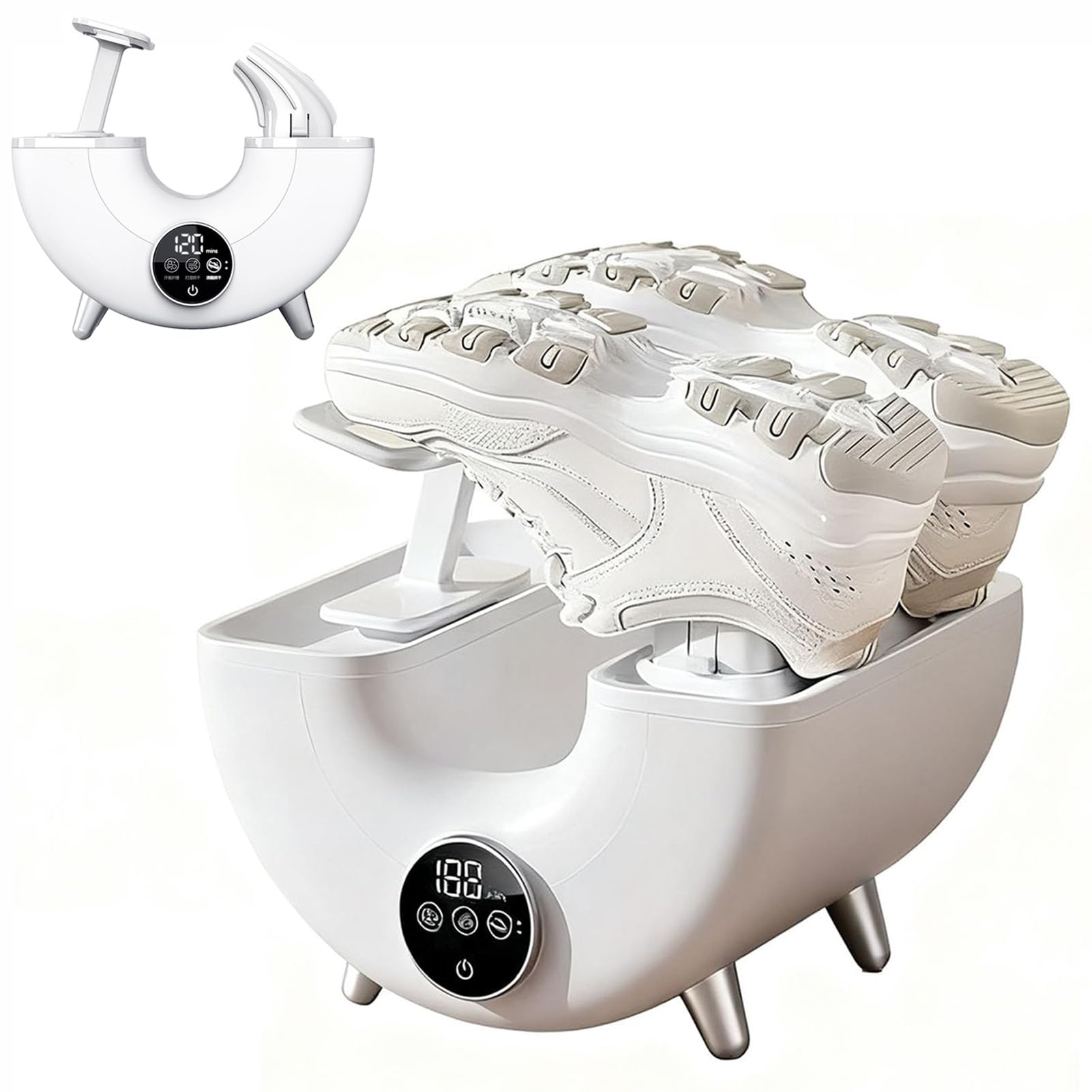 Eoweiot Shoe Dryer, Electric Footwear Deodorizer with Water Collection Box, Hydroelectric Separation Design,Ideal for Hats, Socks (White)