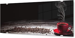 KD Dsign+ GLX12581178167 - Quadro in vetro, motivo: tazza rossa, 125 x 50 cm, con nuovo sistema di sospensione