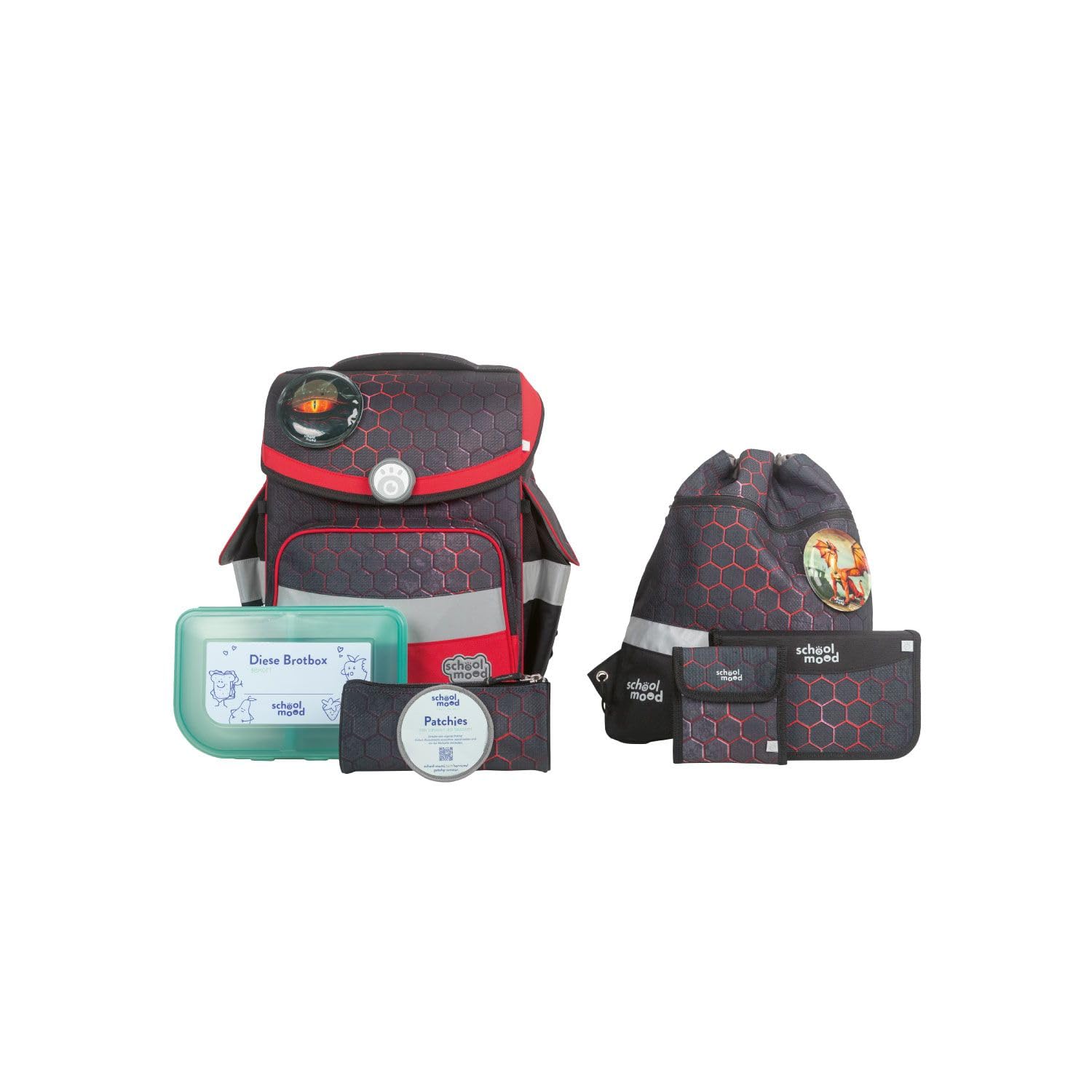 SCHOOL-MOOD Timeless mit LED Patchy Schulranzen-Set 7-teilig Mika