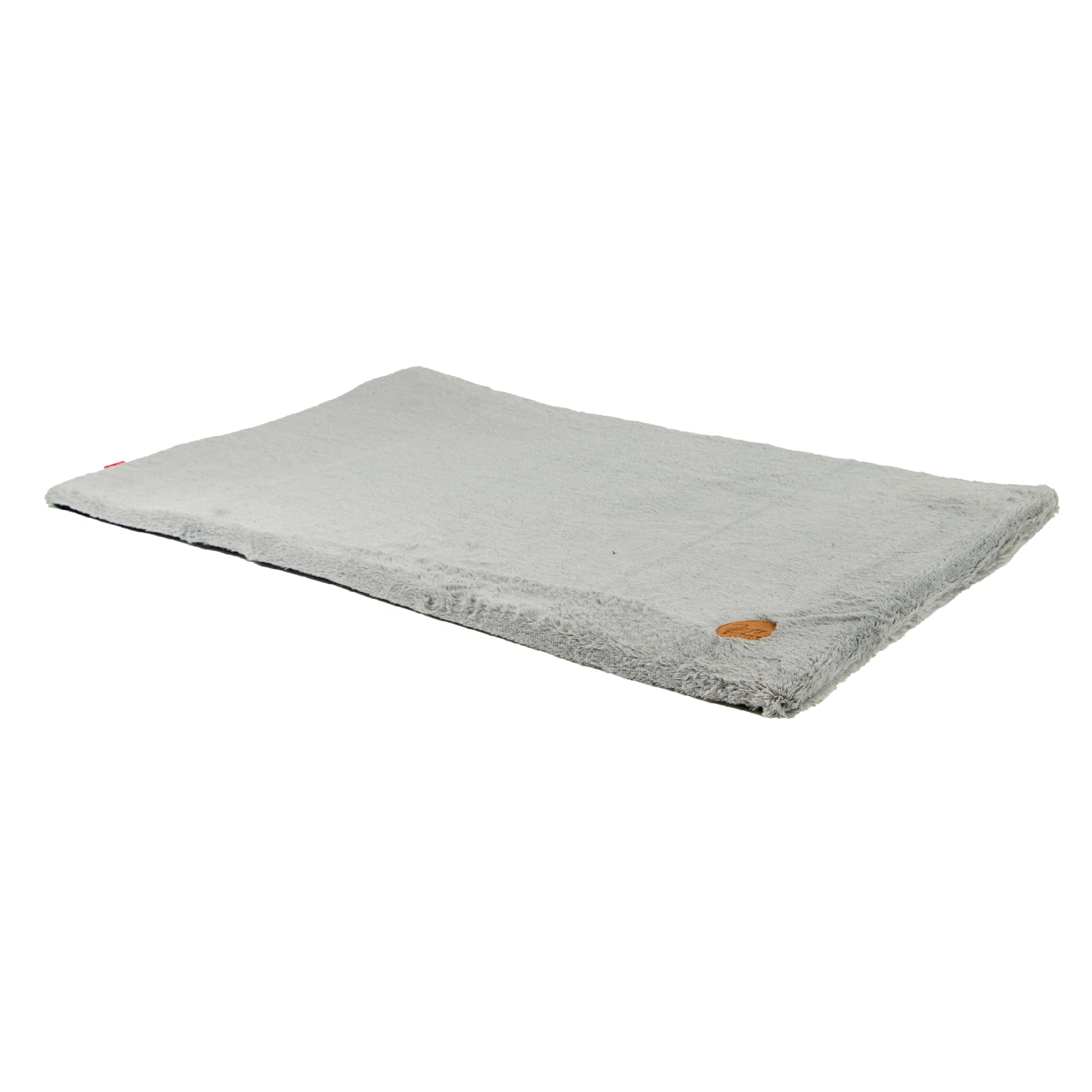 AncolSleepy Paws Dog Teddy Fleece Flat Pad 122 x 76cm in Grey - Pet Bed with Soft Topper and Foam Padding - Puppy Sleeping Mat - XXL
