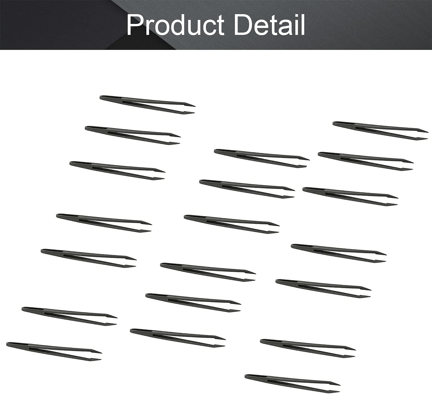Utoolmart Plastic Anti-static Tweezers, Precision Slant Point Tip for Jewelry Craft DIY Beauty Electronics Repair Tool Black 20pcs