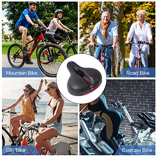 Fahrradsattel – Memory Foam Sattel mit Regencover - ergonomisches Hollow Design – mit Reflektorband für das Bein (Schwarz) - Image 8