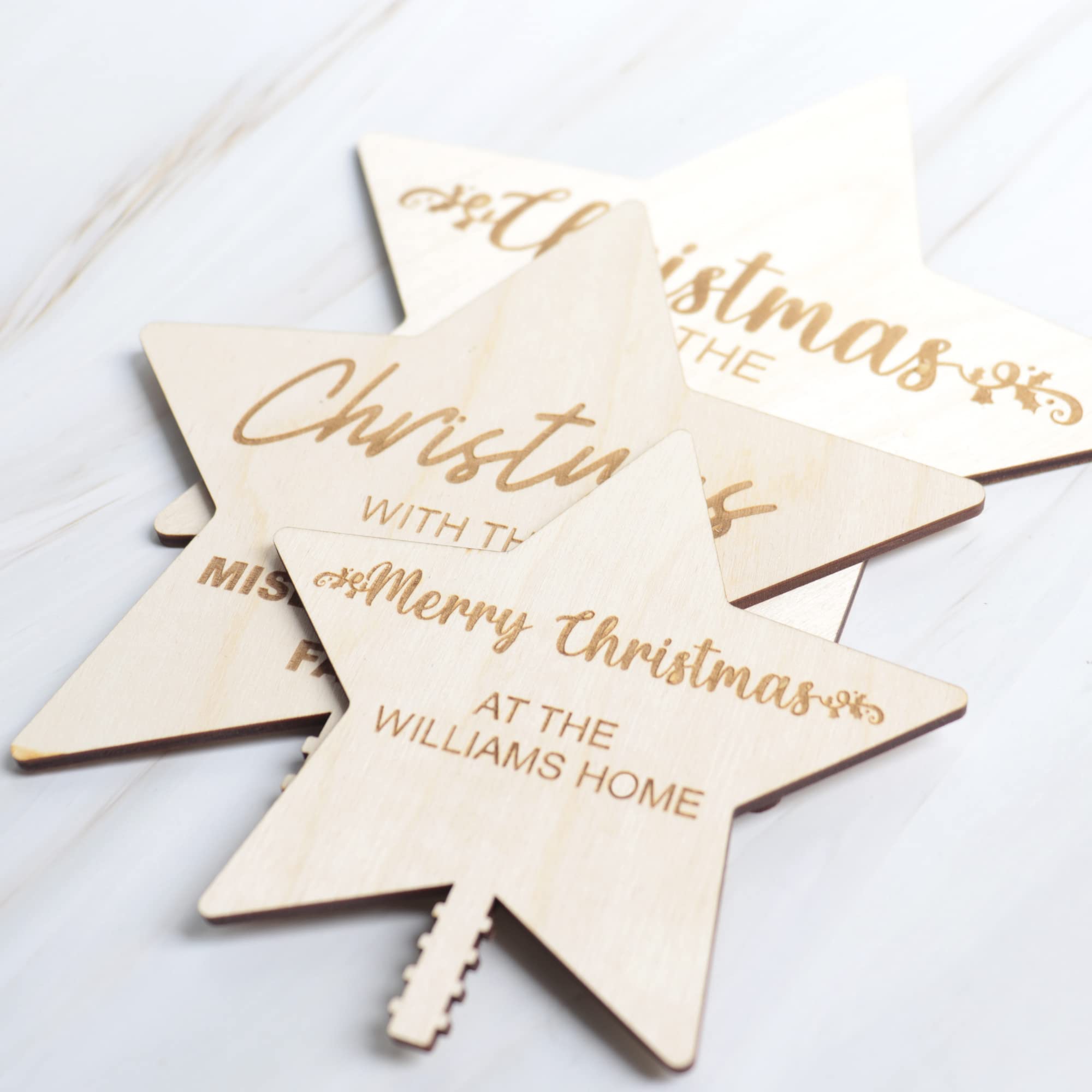 Custom Christmas Tree Topper Star Ornament, Personalized Unique Tree Topper with Family Name Holiday Modern Xmas Season Decoration 2022 Gift