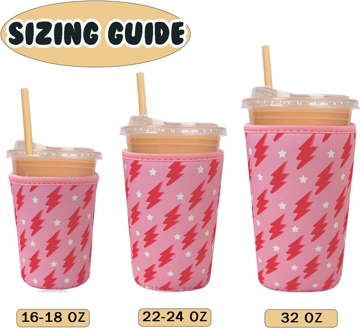 Reusable Insulated Neoprene Iced Coffee Cup Sleeve, Durable Drink Sleeve for Cold Beverages, Beverage Holder for Iced Coffee, Pink Flash image 5
