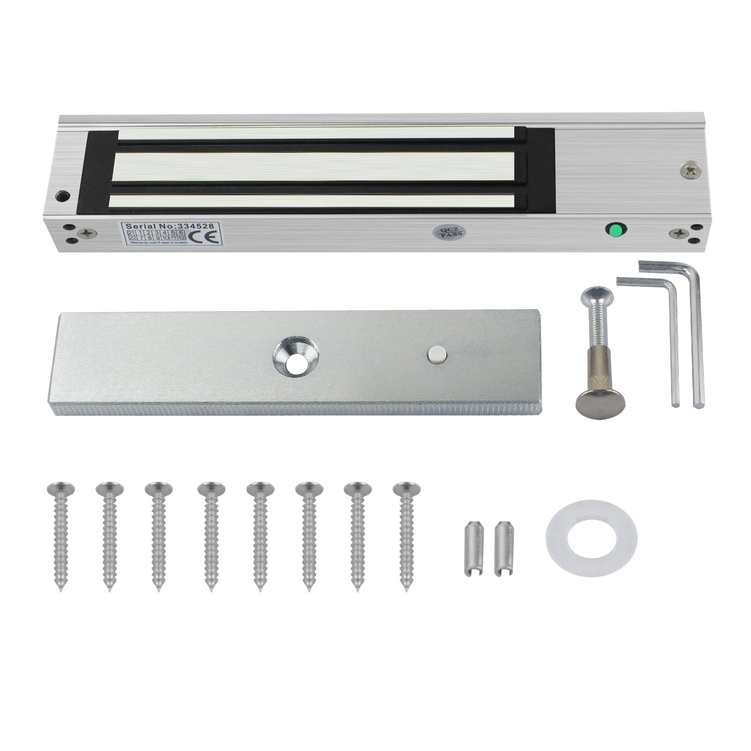 YAVIS 280kg Elektromagnetisches Schloss 12V DC Magnetschloss – Wasserdicht vergossen, gebürstetes Aluminium, LED-Statusanzeige Rot/Grün, NC Fail-Safe, Elektrisches Türschloss für Innen- & Außentüren