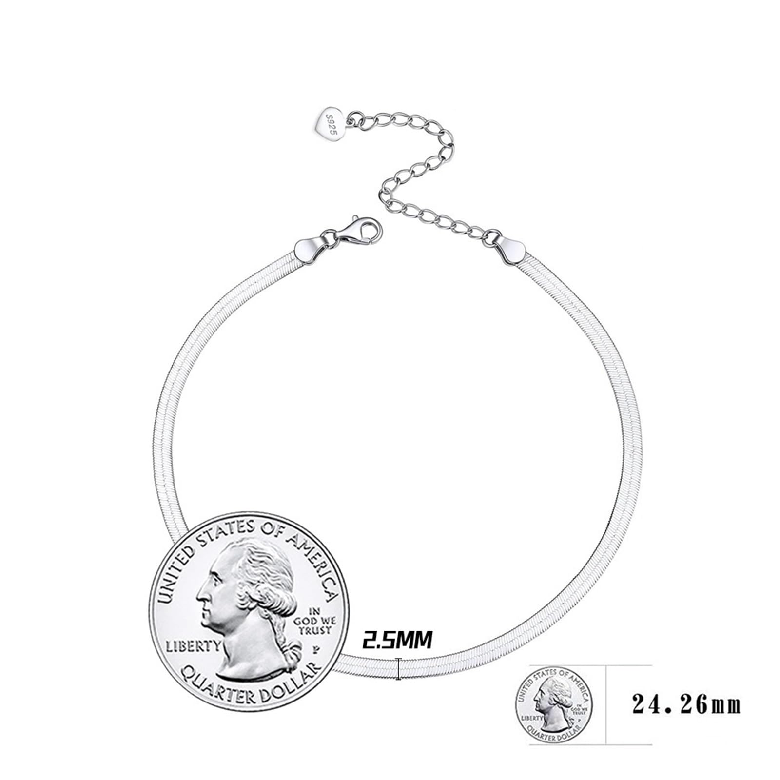 Cavigliera Donna Argento 925, Cavigliera Donna Estiva Serpente Piatta Larghezza 2.5MM Argento, Regolabile Fino a 26 cm - Bracciali alla Caviglia da Spiaggia Cavigliere per Donne