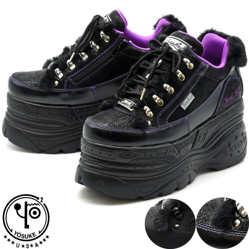 Image of YOSUKE 2605018 Sneakers, Thick Sole, Lace-Up, High Sole, Women's Platform with Belt