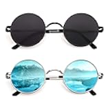 Retro Steampunk Style Inspired Round Metal Circle Polarized Sunglasses for Women Men