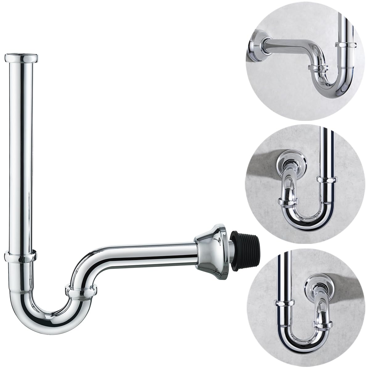 RANDOM Brass P Trap Bathroom Sink U-Shape 1-1/4 inch Sink Trap with Slip Joint Extension Tube,Adjustable Height Sink Waste Drain Bottle P-Trap Kit,