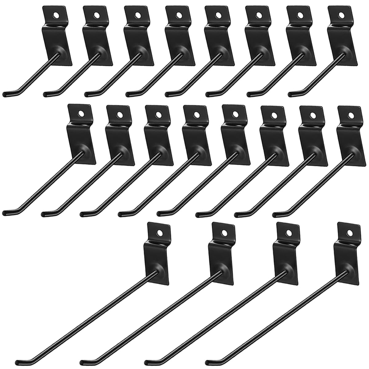 20 Pcs Black Solid Metal Pegboard Hooks(50/100/150mm) for Slat Wall