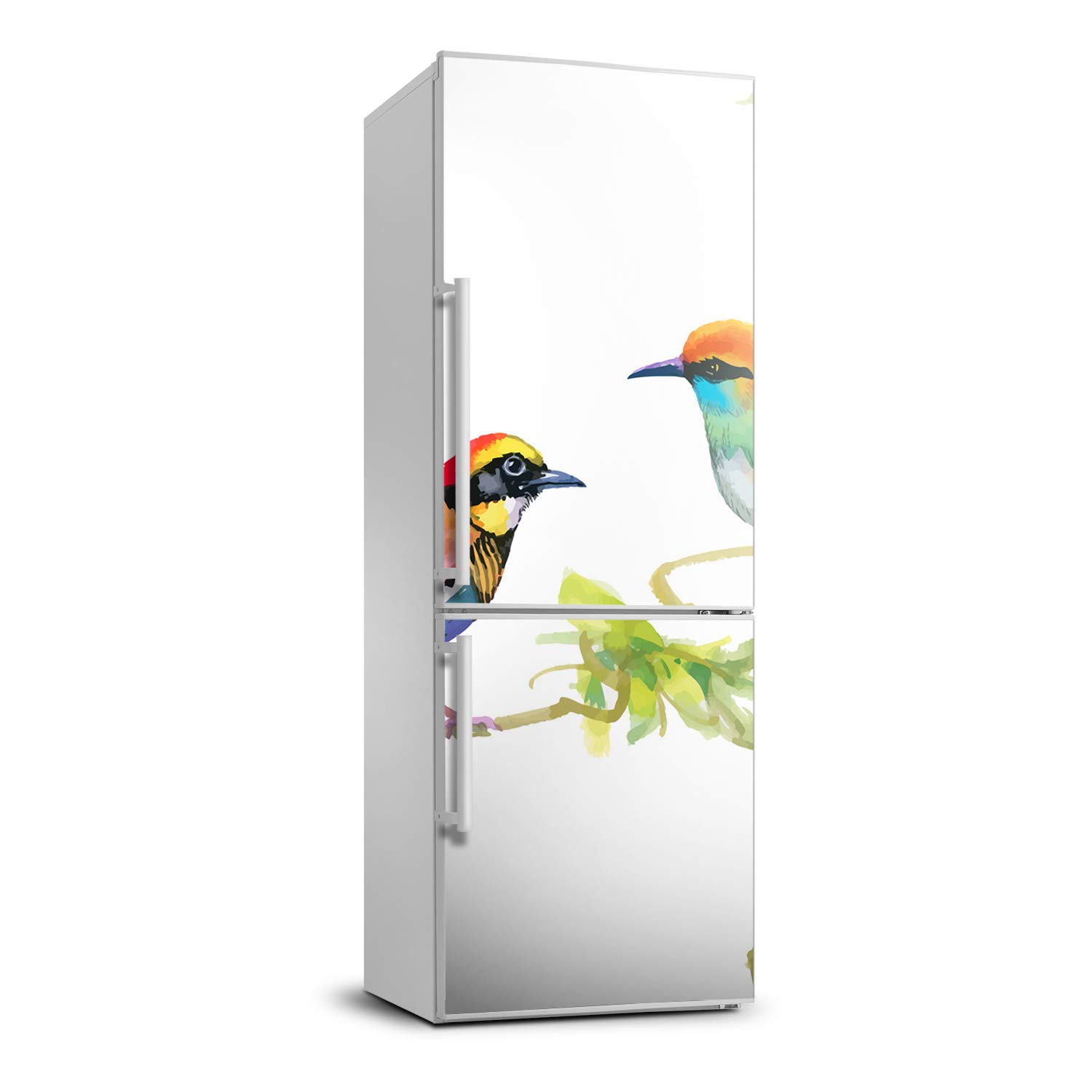 Cubierta de refrigerador 70x190 cm para renovar electrodomésticos viejos con diseño de pájaros
