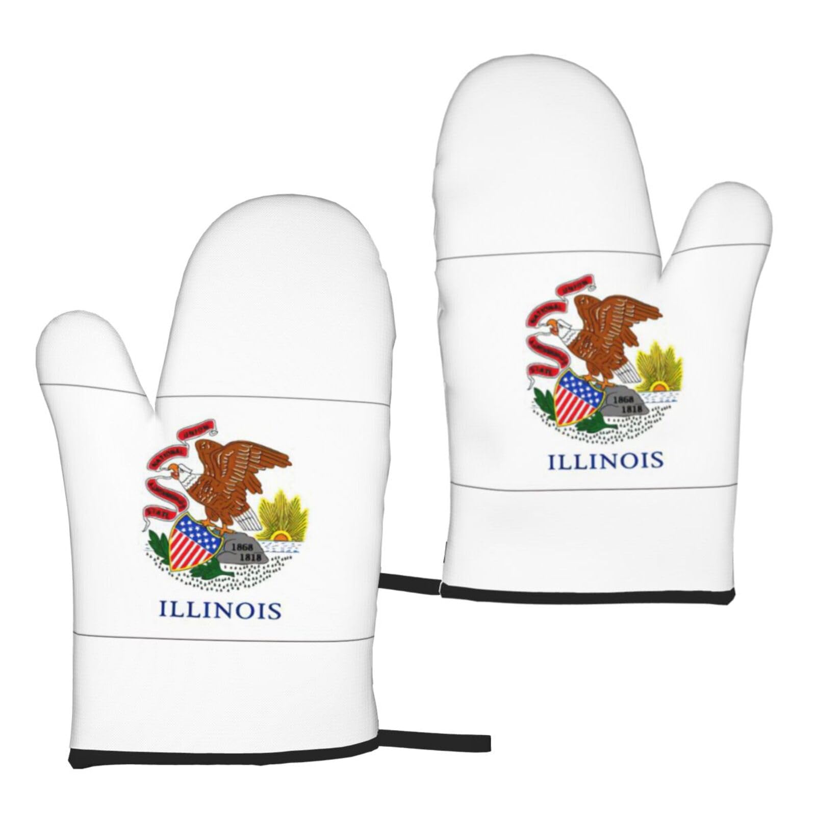 Illinois State Flag Print Heat Resistant Universal Fit Oven Microwave Gloves Home Cooking Baking Grilling
