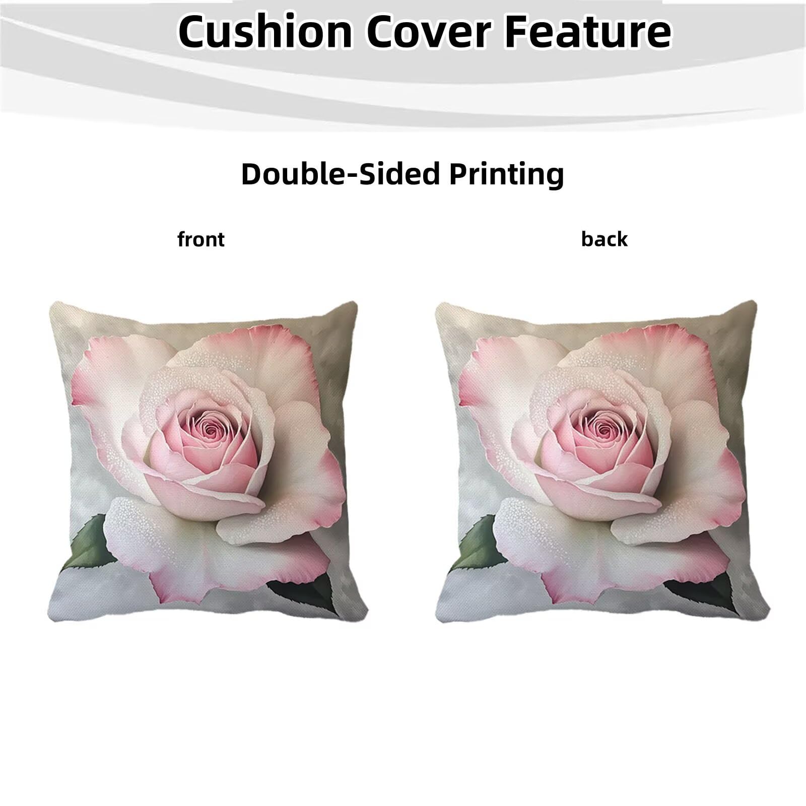 Kissenbezug 60x60 4 Pack, Wasserdicht Outdoor Sofakissen Bezug Rose Deko Kissenbezug 60x60cm, Doppelseitiger Druck Quadrat Kopfkissenbezug Rosa für Schlafzimmer Deko Wohnzimmer Geschenke Model-08175
