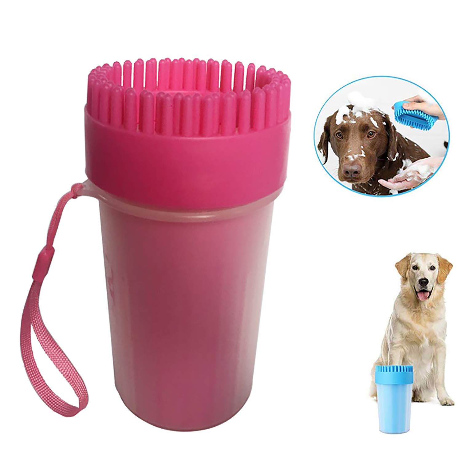 Portable Dog Paw Cleaner Upgrade Dog Cleaning Brush Paw Cleaner for Small/Medium Dogs (New, Red)
