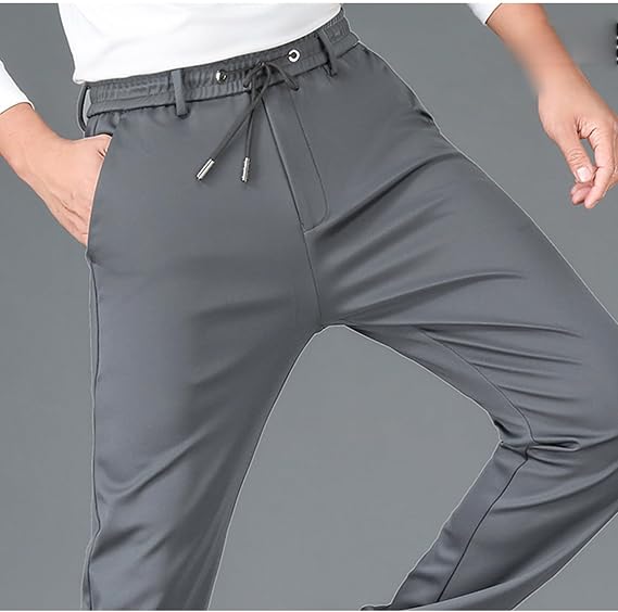 Leenfort Mens Pants, Unisex Ultra Stretch Quick Drying Pants, Casual Straight Pants for Men