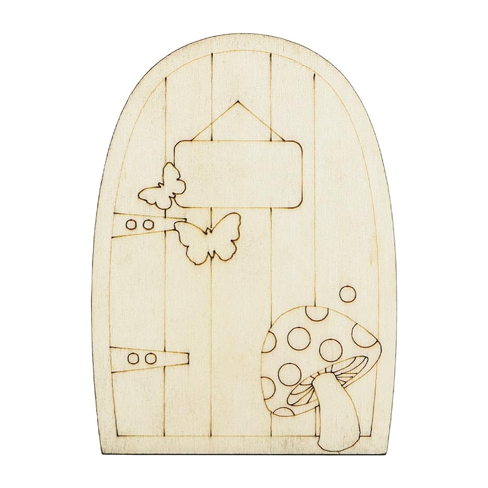Ieron 40 pcs Fairy Door Craft Kit, Unpainted Wooden Fairy Door, Wooden Fairy Doors for Garden Home Party Decoration - Image 3