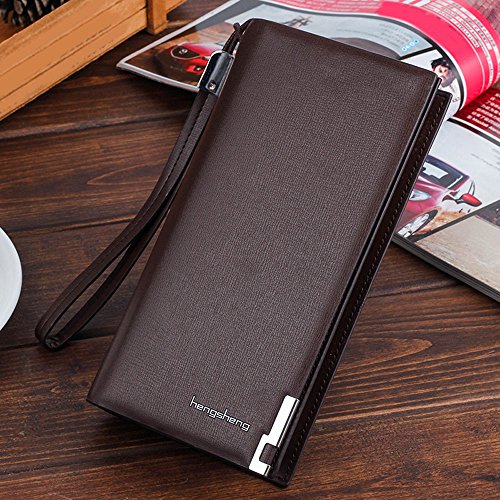 Men Long Bifold Business Leather Wallet Money Card Holder Coin Bag Purse Men's Business Wallet Long Section Hengsheng| Jewelry Accessories Handbag Hangers Organizers Lingerie Sleep (Coffee)2