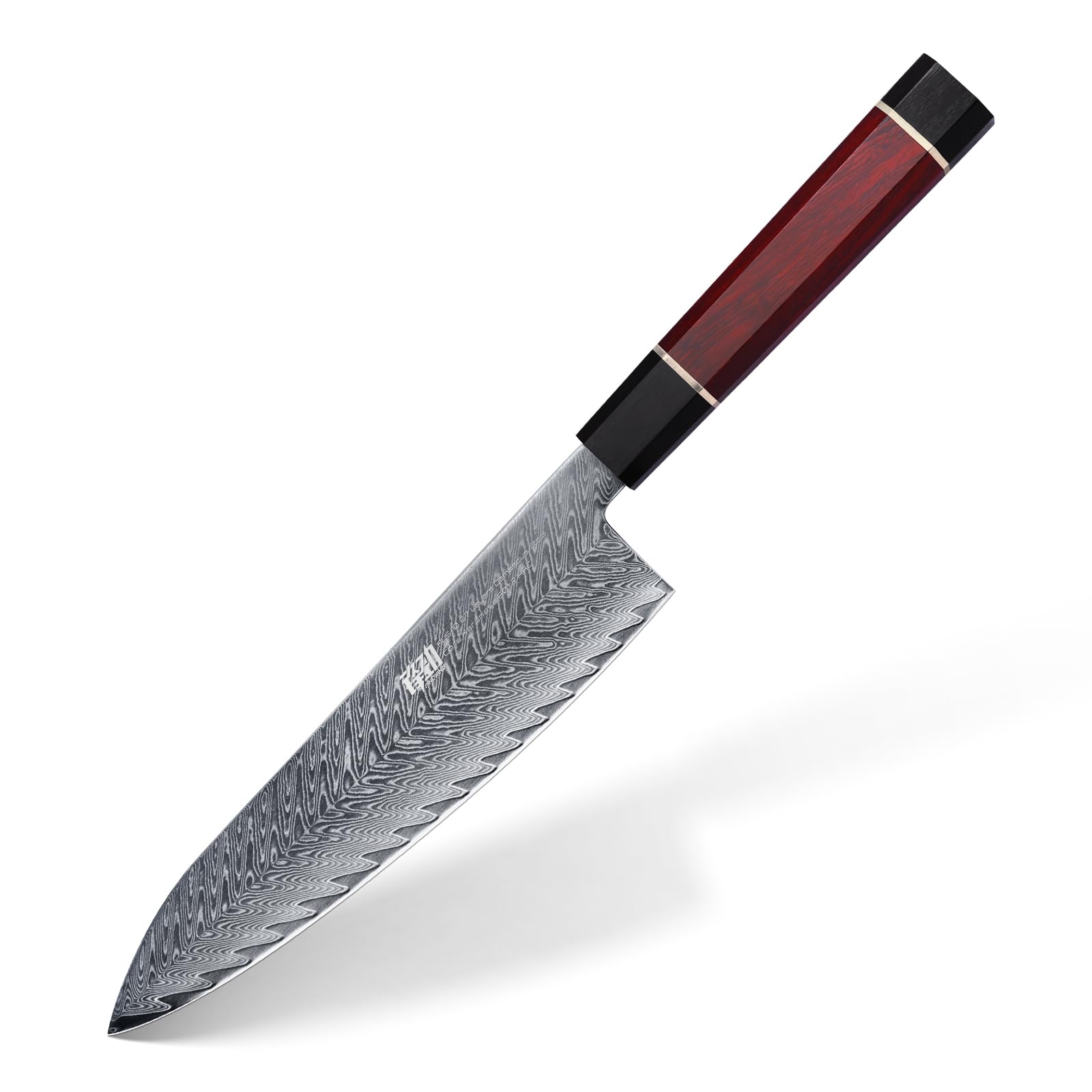 FINDKING Gyuto Kochmesser Damaszenerstahl 21cm Japanischer Stil Samurai | Damaststahl, japanischer Stil, vielseitiges Kochmesser, scharfe Klinge, Fleisch Gemüse Fisch, Profi-Küche, Samurai Serie