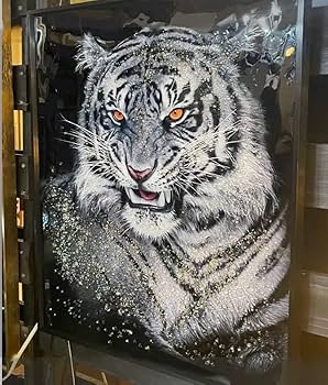 Amazon.co.jp: アートフレーム 虎/ホワイトタイガー 白虎 クリスタル