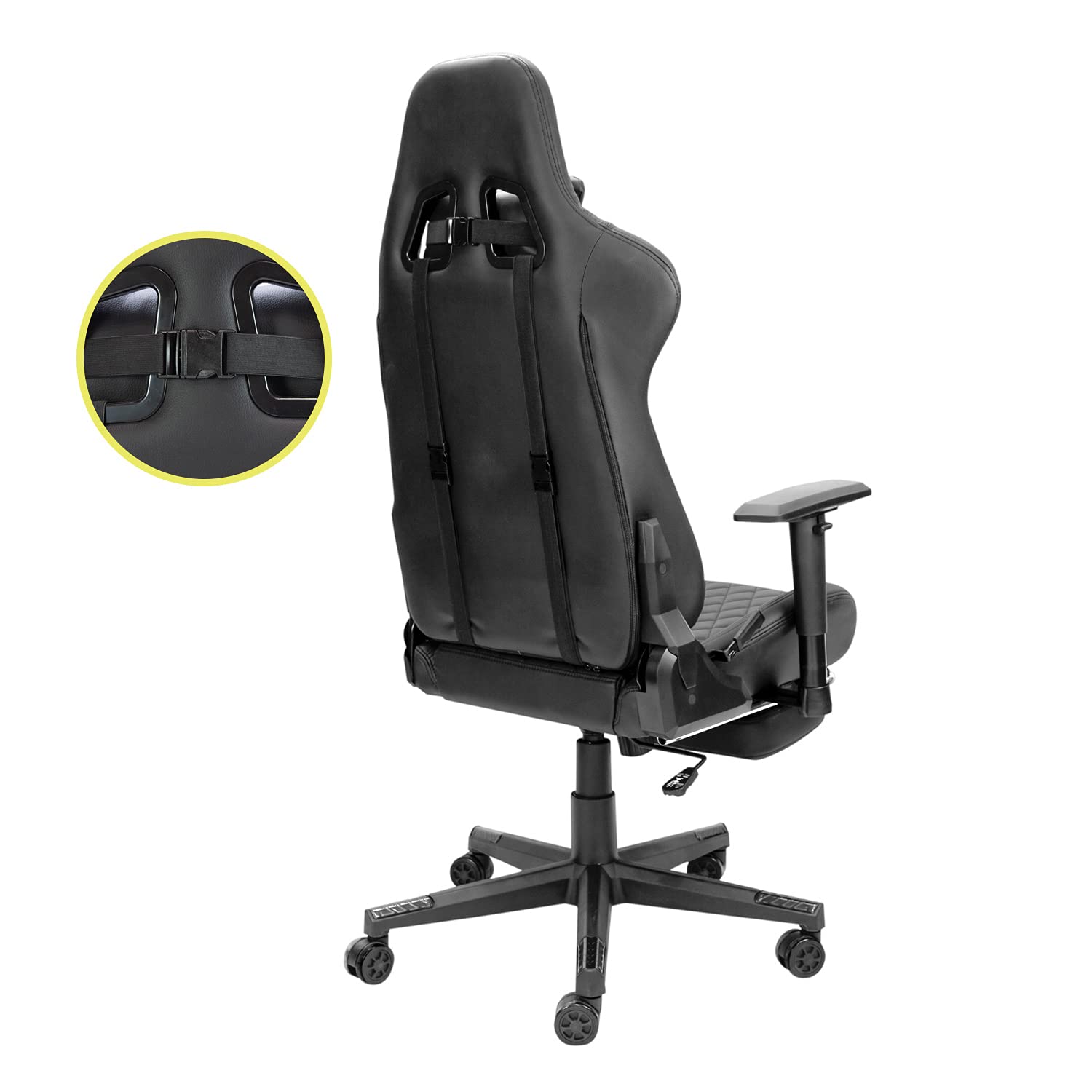 Silla Gaming de Ordenador Dark con Reposapiés y Asiento de Nylon Color Negro