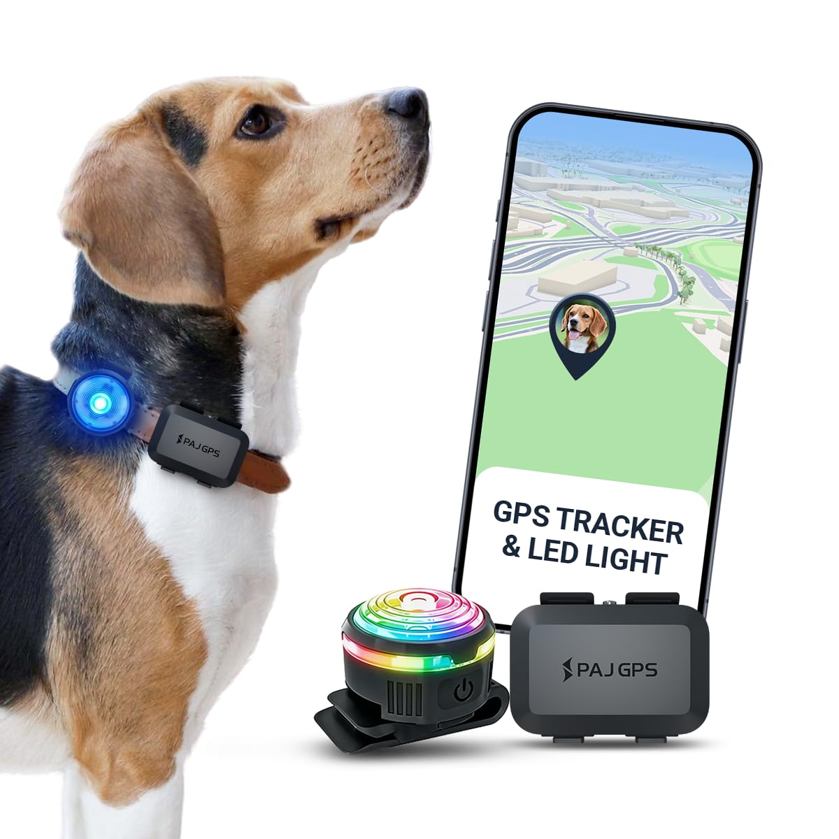 PAJ GPS Tracker 4G Mini for Dogs – incl. 3 Months Premium Access + MINI Led Light, Run-off Alarm, Real-Time GPS Tracking, 100% Waterproof, Compatible with All Collars/Harnesses, In-App Alarms, Black