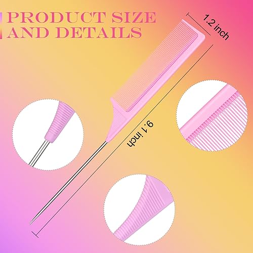 Miniatura 8 de Paquete de 3 peines cola de ratón, de acero inoxidable y fibra de carbono, resistente al calor