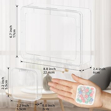 Mathtoxyz Bead Organizer Box, 30Pcs Small Beads Organizers and Storage Plastic Cases Mini Clear Dimond Storage Containers Boxes with Hinged Lid and Rectangle for Bracelet Making DIY Jewelry Craft Nail