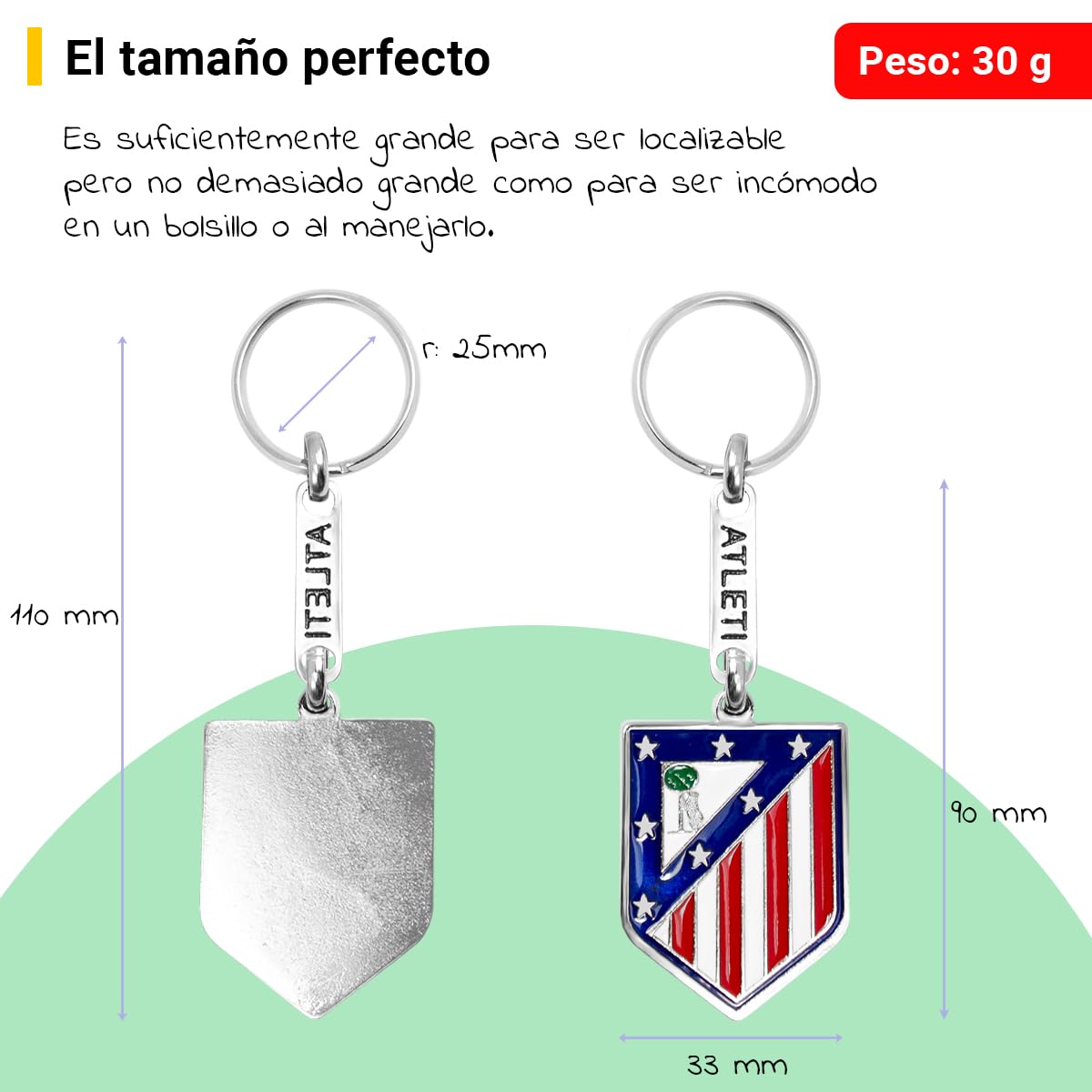 ms móvil shop Llavero Atlético de Madrid Metálico 40x30 mm Producto Oficial | Escudo del Club con Anilla Resistente | Accesorio para Llaves, Mochila o Regalo Aficionados | 30 g