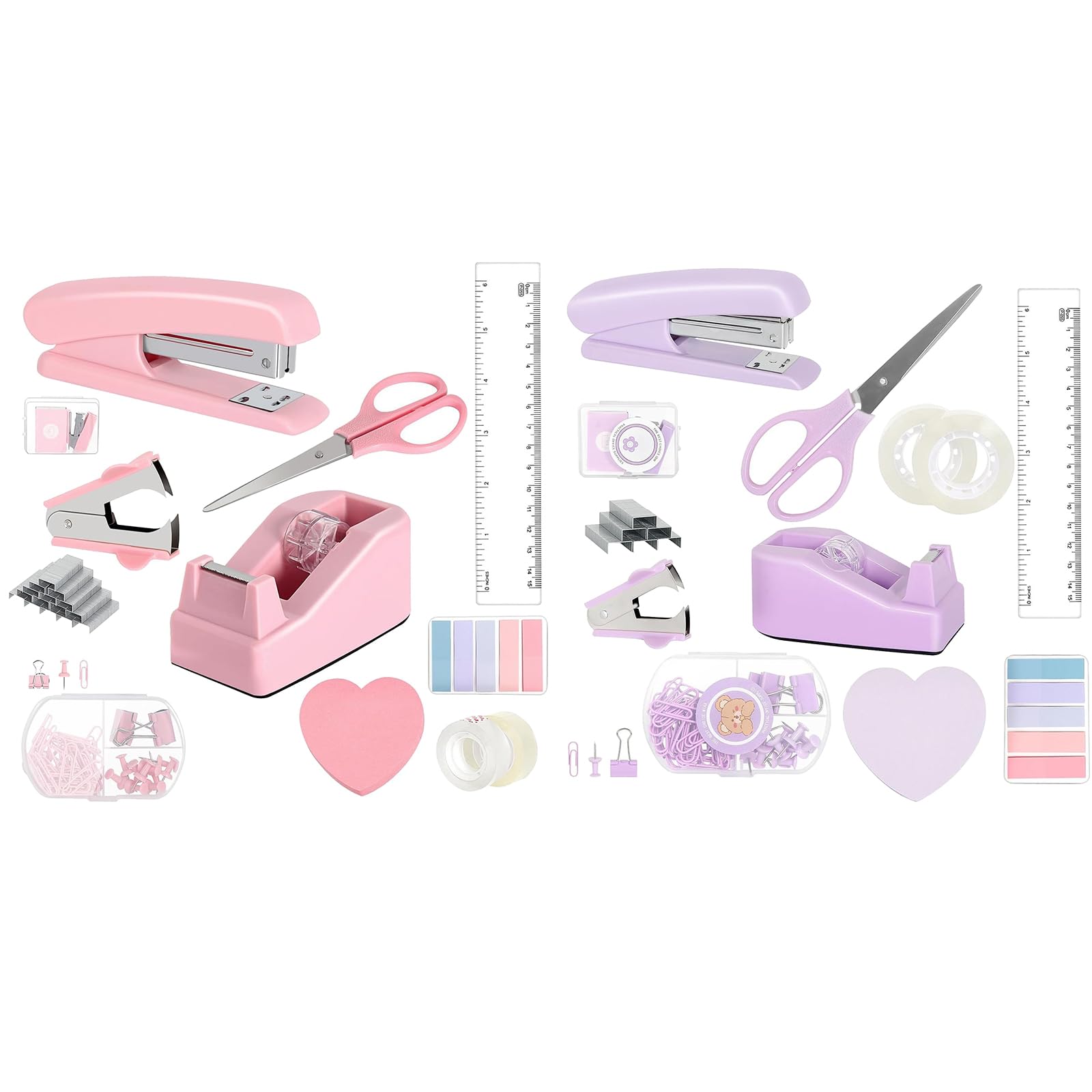 Set da scrivania con dispenser di nastro e graffette per la scuola, A