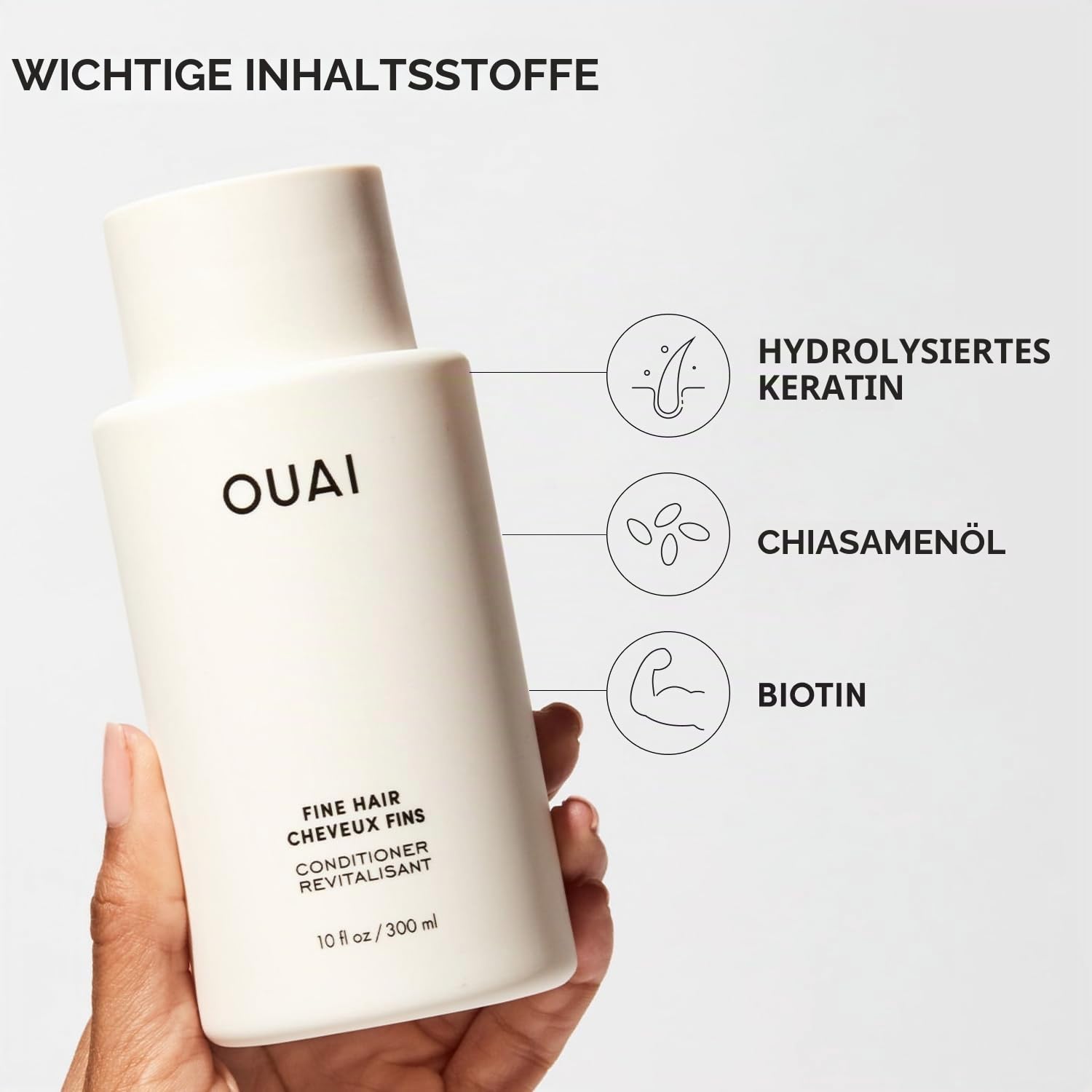 OUAI Fine Hair Conditioner Nachfüllbeutel – Volumen-Conditioner für feines Haar mit Keratin, Biotin & Chiasamenöl – mehr Fülle, Sprungkraft & Geschmeidigkeit – paraben-sulfat- & phthalatfrei - 946 ml